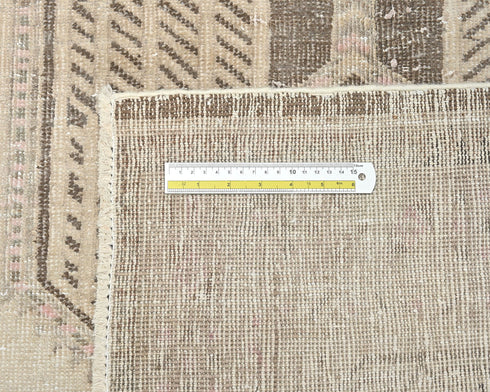 7 Ft Vintage Brown Persian Style Hand Knotted Low Pile Wool Runner Rug